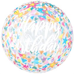 BALLON BUBBLE HAPPY BIRTHDAY MULTICOULEUR 20" 50 cm 