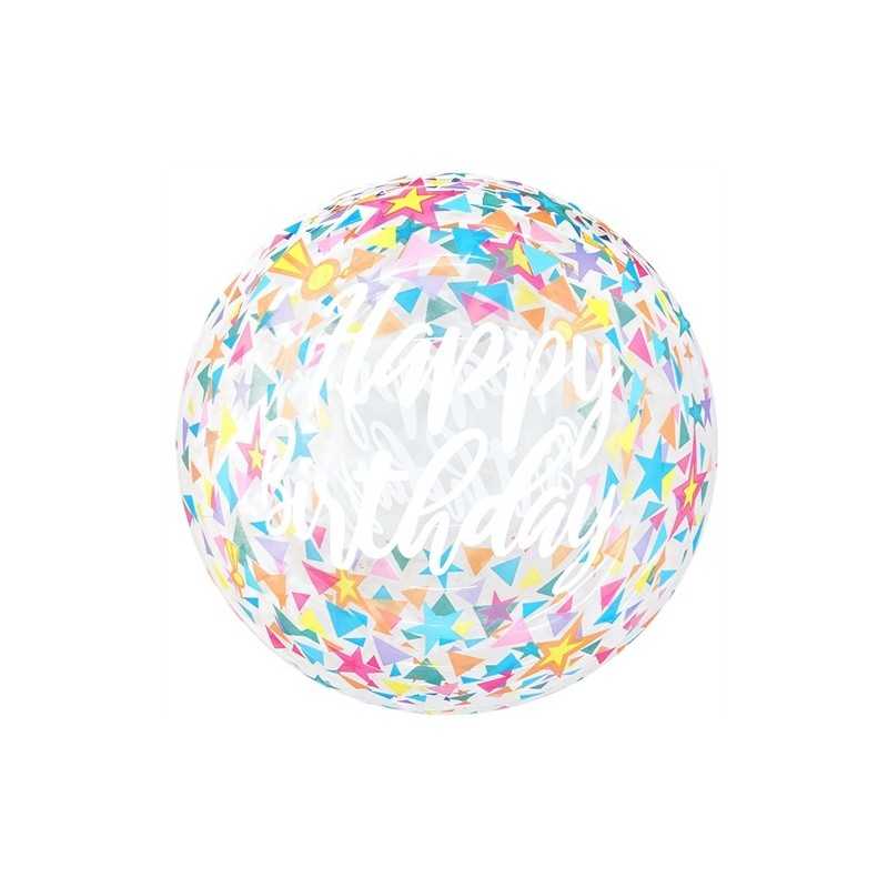 BALLON BUBBLE HAPPY BIRTHDAY MULTICOULEUR 20" 50 cm 