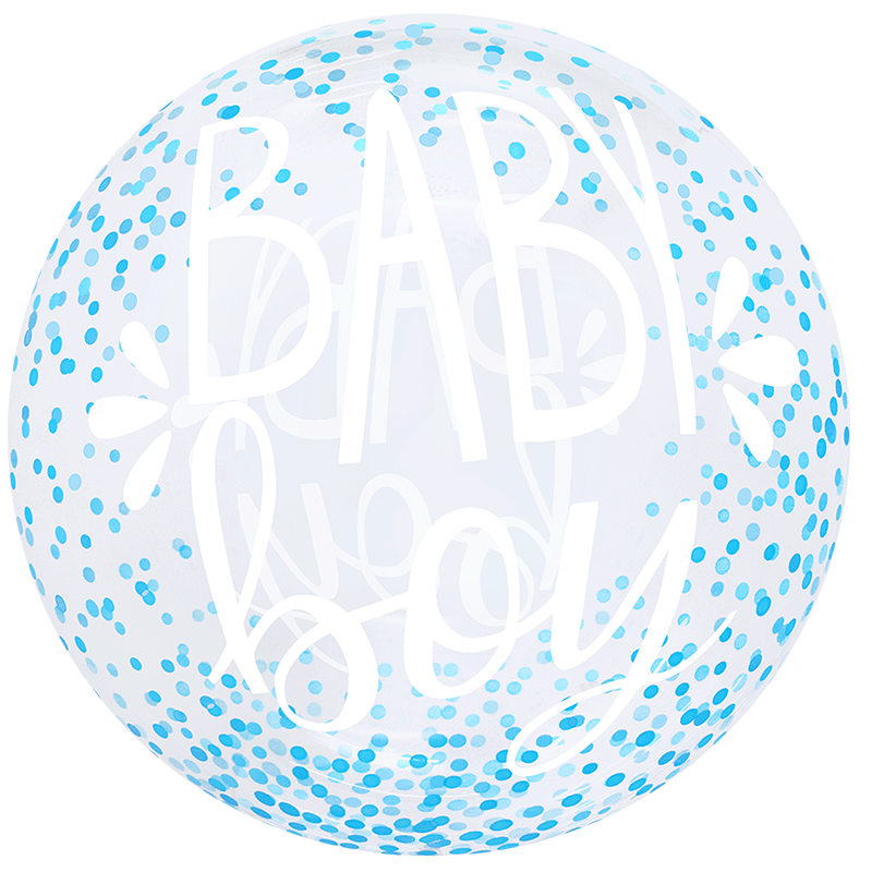 BALLON BOBO BUBBLE BABY BOY CONFETTIS BLEU 50 CM 