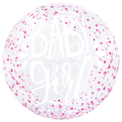 BALLON BOBOB BUBBLE BABY GIRL CONFETTIS ROSE 50 CM 