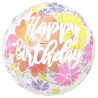 BALLON BUBBLE HAPPY BIRTHDAY FLEURS 20" 50 cm 