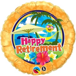 BALLON METALLIQUE ROND HAPPY RETIREMENT 46 CM 