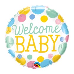 BALLON METALLIQUE ROND WELCOME BABY 46 CM 