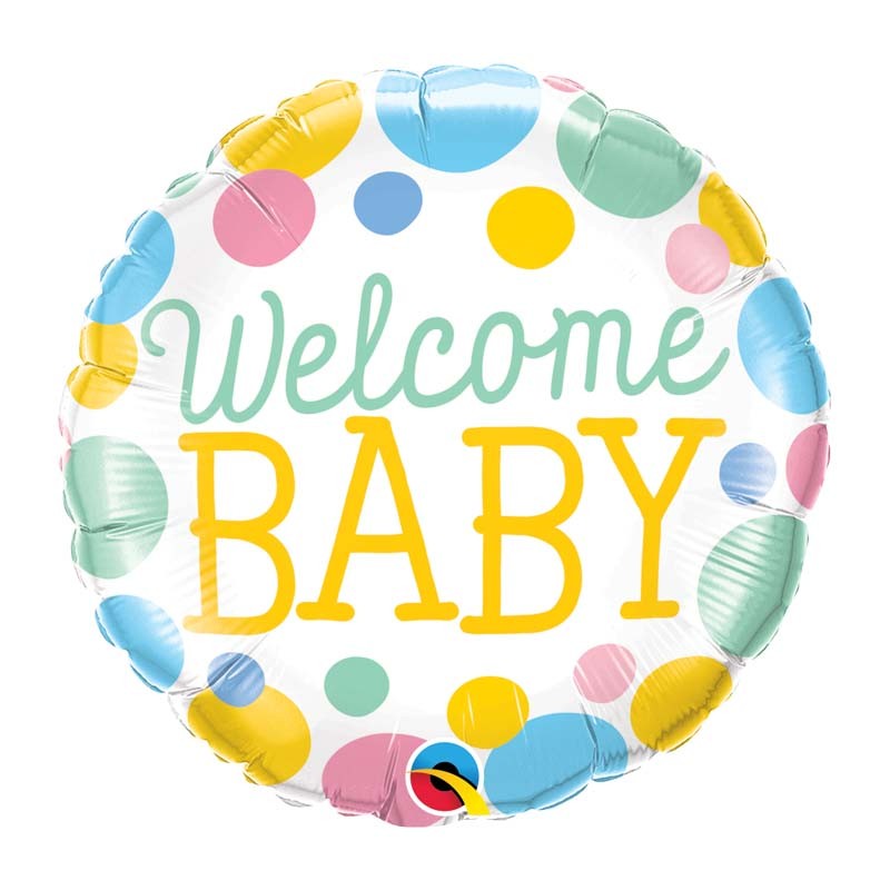 BALLON METALLIQUE ROND WELCOME BABY 46 CM 