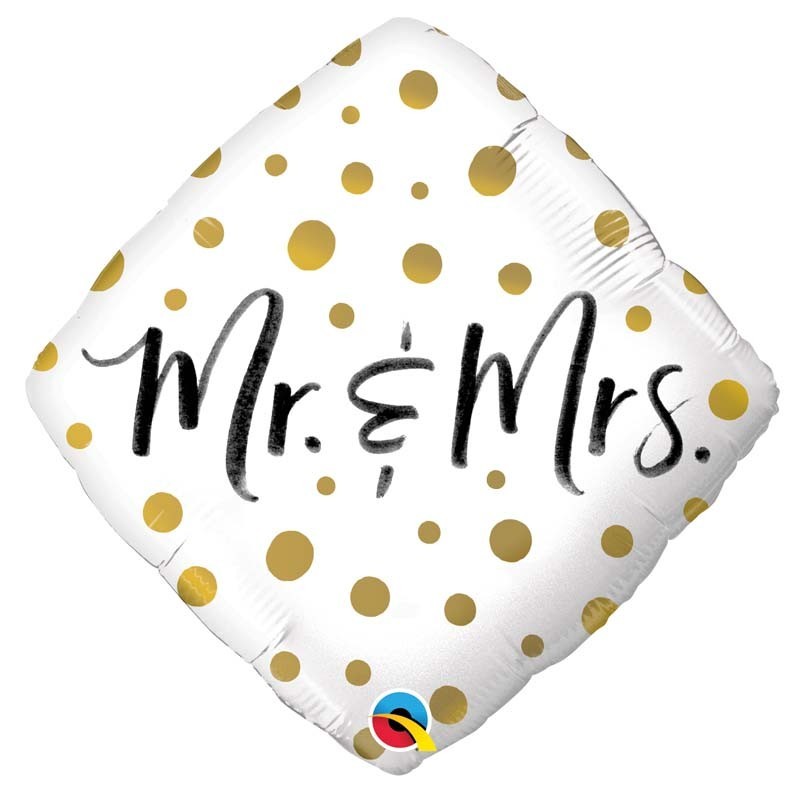 BALLON METALLIQUE MR & MRS CONFETTIS OR 46 CM  BALLON METALLIQUE MR & MRS CONFETTIS OR 46 CM