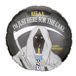 BALLON METALLIQUE ROND GRIM REAPER BIRTHDAY 45 CM 