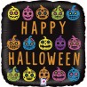 BALLON METALLIQUE CARRE HAPPY HALLOWEEN TETE DE MORT COLORE 45 CM  BALLON METALLIQUE CARRE HAPPY HALLOWEEN TETE DE MORT COLORE 45 CM