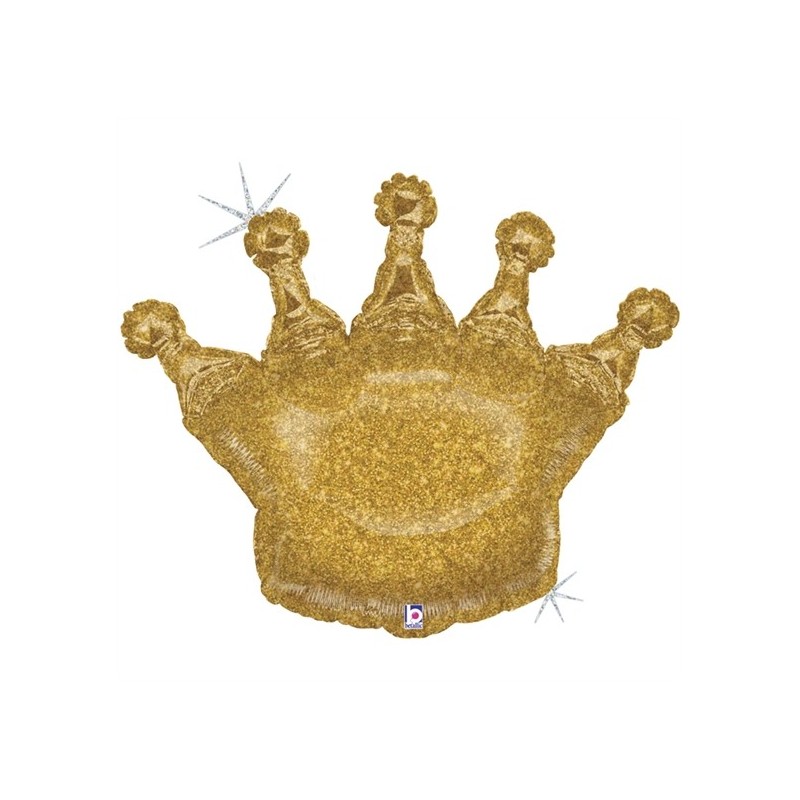 BALLON METALLIQUE COURONNE SCINTILLANTE OR HOLO   91 CM  BALLON METALLIQUE COURONNE SCINTILLANTE OR HOLO   91 CM