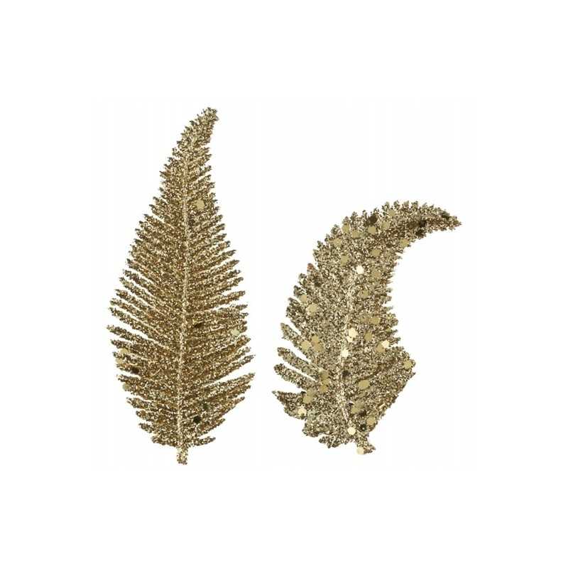 6 FEUILLES PAILLETEES EN OR