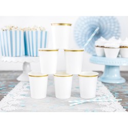 6 GOBELETS BLANC AVEC LISERE OR 260ML