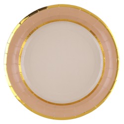 10  ASSIETTES NOEL CHIC ROSE ET GOLD 23 CM