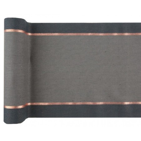 CHEMIN DE TABLE NOEL CHIC GRIS AVEC BORDURE ROSE GOLD 28 CM X 250 CM 