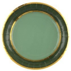 10  ASSIETTES NOEL CHIC VERT ET OR 23 CM