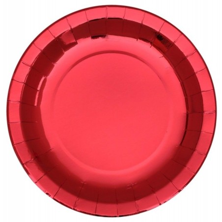 10 ASSIETTES RONDES ROUGE BRILLANT 26 CM 