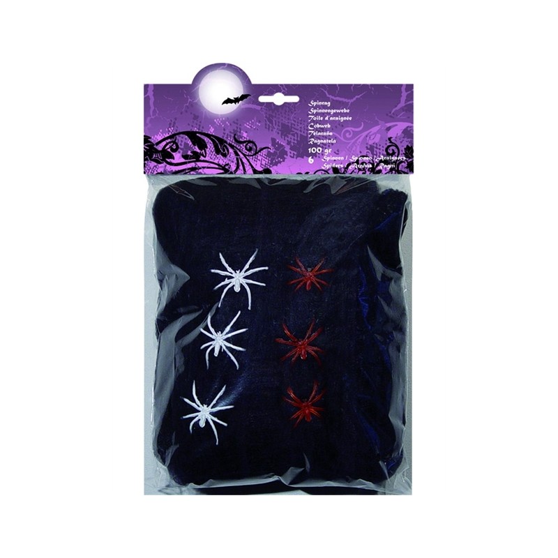 TOILE D'ARAIGNEE NOIRE AVEC ARAIGNEE 100G 