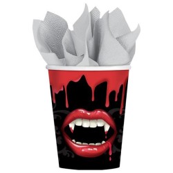 8 GOBELETS BOUCHE DE DRACULA MORSURE HALLOWEEN 266 ML