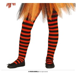 COLLANTS RAYES NOIR ET ORANGE ENFANT TAILLE 5-9 ANS