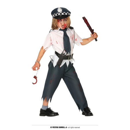 DEGUISEMENT POLICIER ZOMBIE HALLOWEEN TAILLE 5-6 ANS
