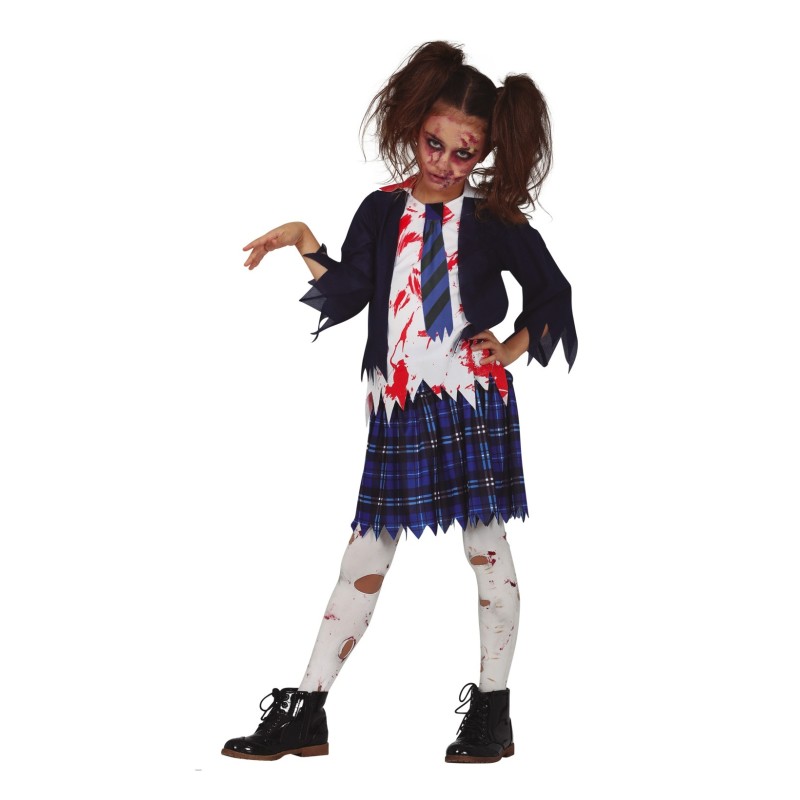 DEGUISEMENT ECOLIERE ZOMBIE EN SANG TAILLE 7-9 ANS 