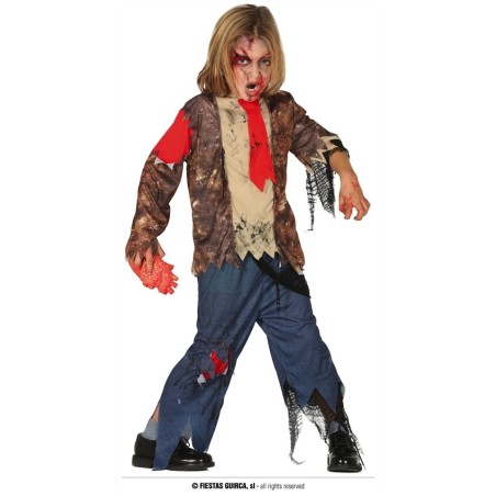 DEGUISEMENT ECOLIER ZOMBIE HALLOWEEN TAILLE 5-6 ANS