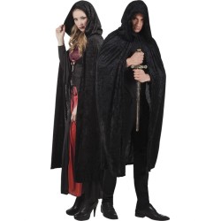 DEGUISEMENT CAPE A CAPUCHE NOIRE 170 CM