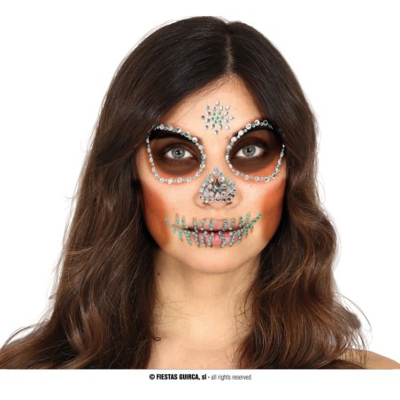 BIJOUX OU STRASS DE VISAGE DAY OF THE DEAD TURQUOISE