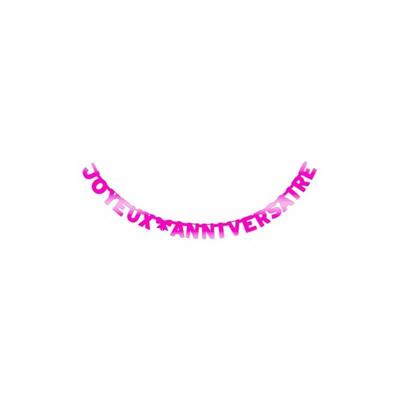 GUIRLANDE JOYEUX ANNIVERSAIRE 280 CM ROSE FUSCHIA