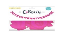 GUIRLANDE JOYEUX ANNIVERSAIRE 280 CM ROSE FUSCHIA