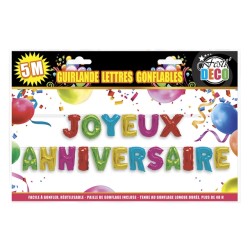 GUIRLANDE BALLON JOYEUX ANNIVERSAIRE MULTICOLORE 5 METRES 