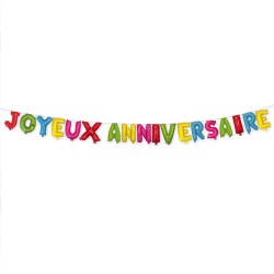 GUIRLANDE BALLON JOYEUX ANNIVERSAIRE MULTICOLORE 5 METRES 