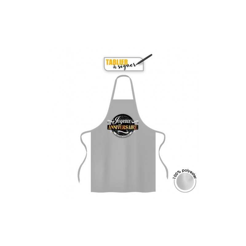 TABLIER A DEDICACER JOYEUX ANNIVERSAIRE GRIS