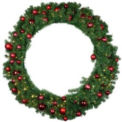 COURONNE DE NOEL SAPIN+ BOULES ROUGES + 300 LEDS