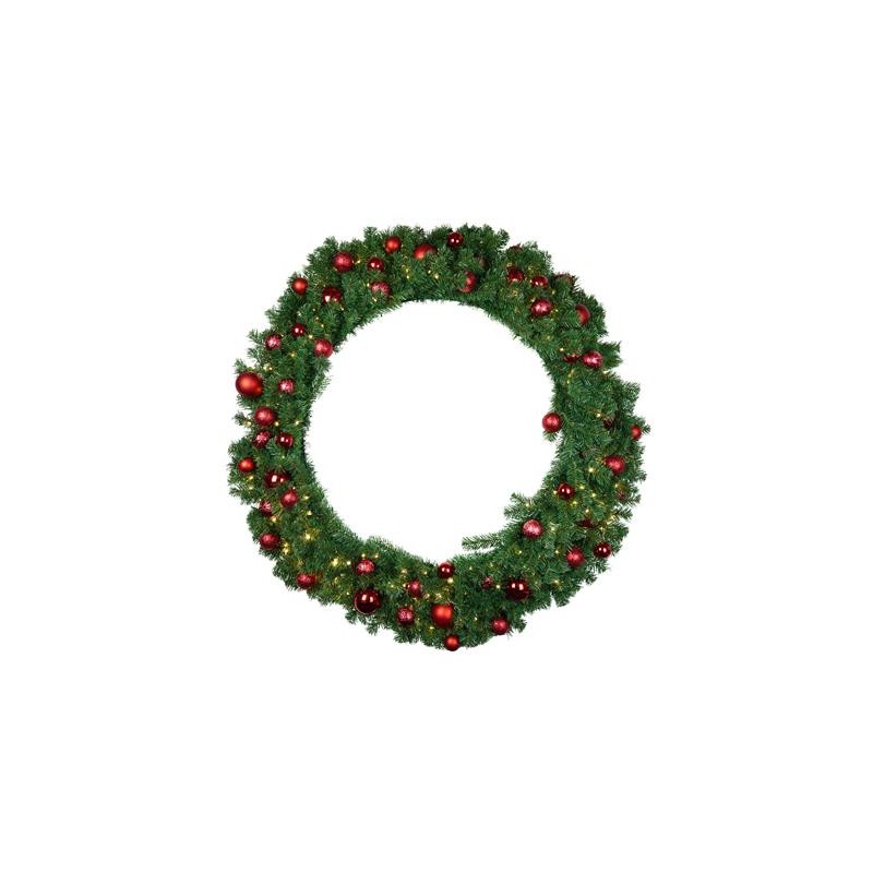 COURONNE DE NOEL SAPIN+ BOULES ROUGES + 300 LEDS