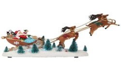 AUTOMATE TRAINEAU DU PERE NOEL ANIME ET LUMINEUX