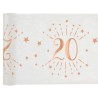 CHEMIN DE TABLE 20 ANS BLANC ET ROSE GOLD 30 CM X 5 M 