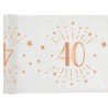 CHEMIN DE TABLE 40 ANS BLANC ET ROSE GOLD 30 CM X 5 M