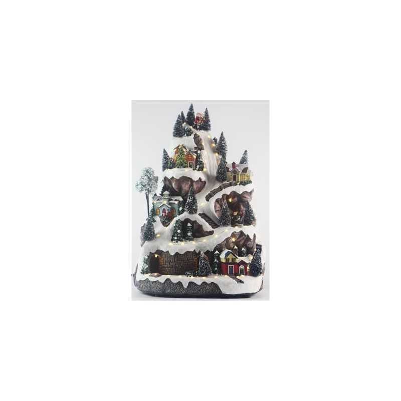 AUTOMATE MONTAGNE DE NOEL LUMINEUSE, ANIMEE ET MUSICALE 