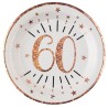 10 ASSIETTES ROND ETINCELANT METAL BLANC 60 ANS ROSE GOLD