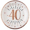 10 ASSIETTES ROND ETINCELANT METAL BLANC 40 ANS ROSE GOLD