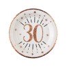 10 ASSIETTES ROND ETINCELANT METAL BLANC 30 ANS ROSE GOLD