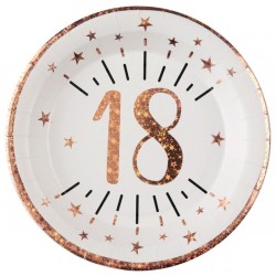 10 ASSIETTES ROND ETINCELANT METAL BLANC 18 ANS ROSE GOLD