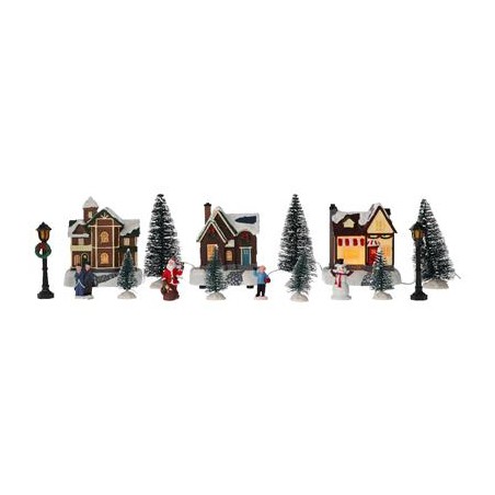 SET VILLE DE NOEL 17 PIECES LUMINEUSES