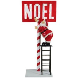 PANCARTE DE NOEL EN METAL AVEC PERE NOEL RESINE 87 CM