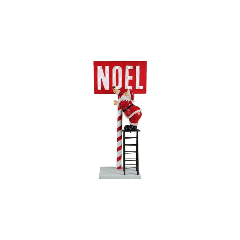 PANCARTE DE NOEL EN METAL AVEC PERE NOEL RESINE 87 CM