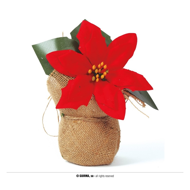 DECO DE TABLE DE NOEL SAC EN JUTE POINSETTIA