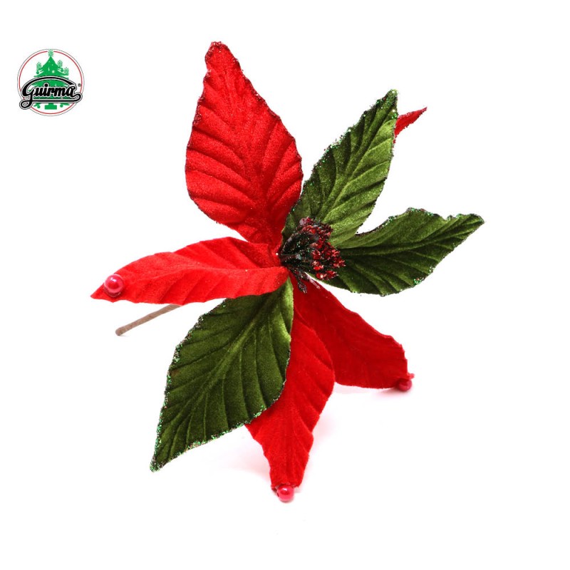 DECO DE TABLE DE NOEL POINSETTIA 25 CM