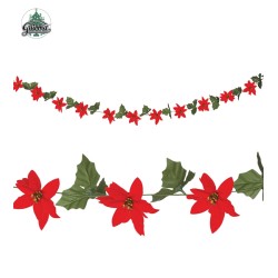 GUIRLANDE DE NOEL POINSETTIA ROUGE 200 CM