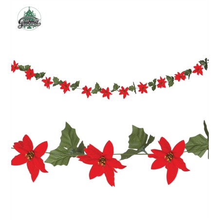 GUIRLANDE DE NOEL POINSETTIA ROUGE 200 CM