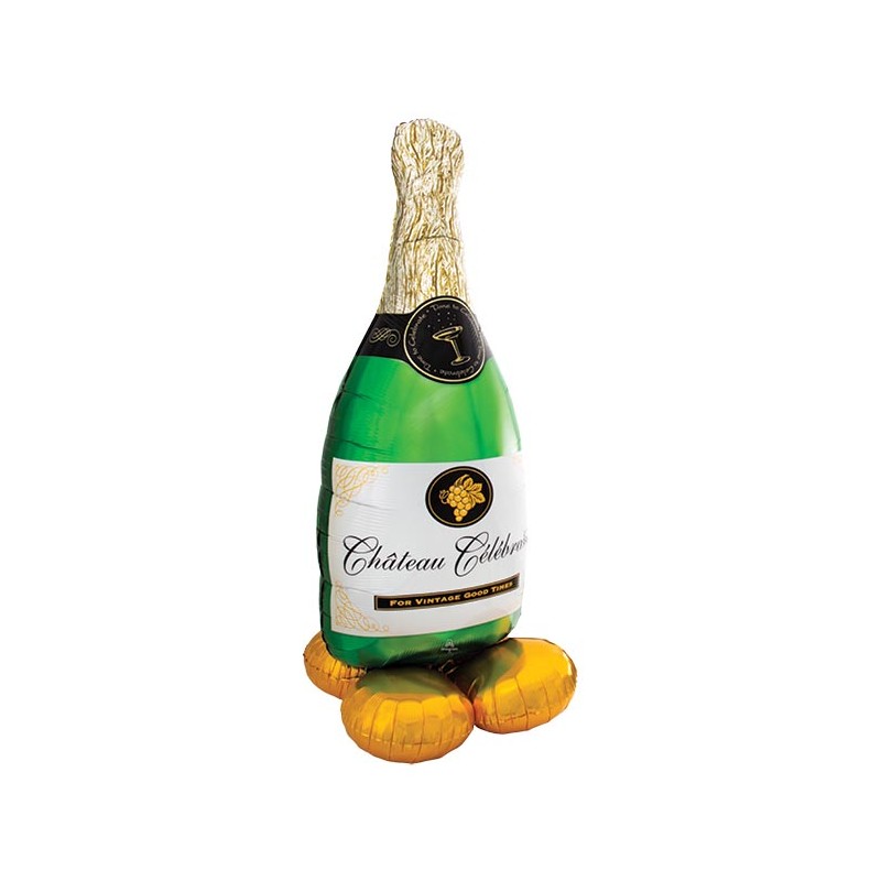 BALLON METALLIQUE BOUTEILLE  DE CHAMPAGNE CHEERS 152 CM AIRLOONZ