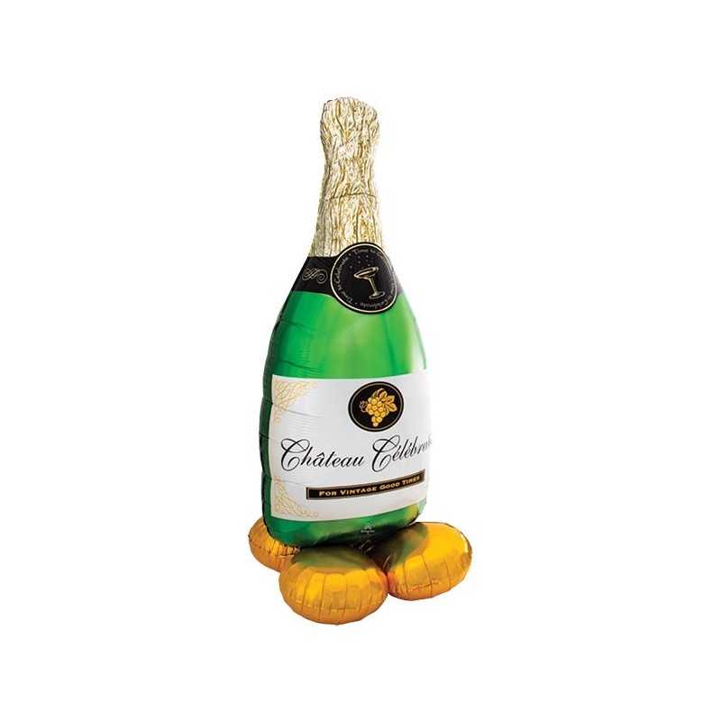 BALLON METALLIQUE BOUTEILLE DE CHAMPAGNE CHEERS 152 CM AIRLOONZ